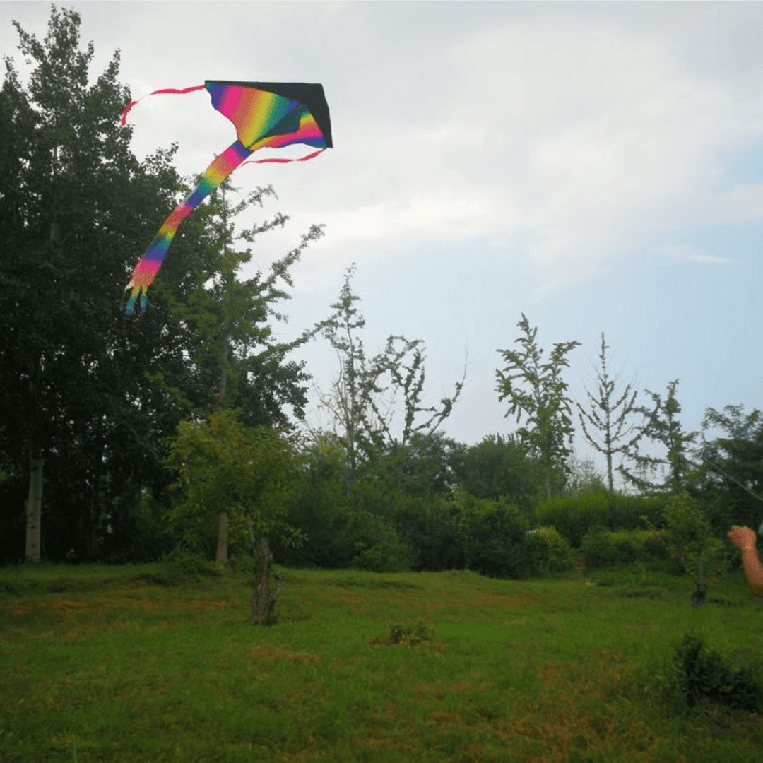 Rainbow Triangle Kite Children Toys with Long Colorful Tail Beach Outdoor Activities Game Travel - MRSLM