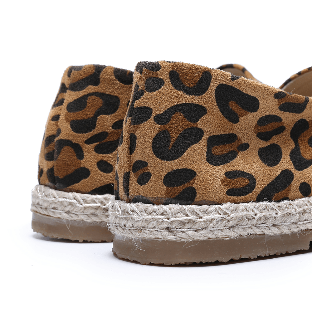 Women Leopard Printing Comfy Lightweight Casual Slip on Espadrille Flats - MRSLM