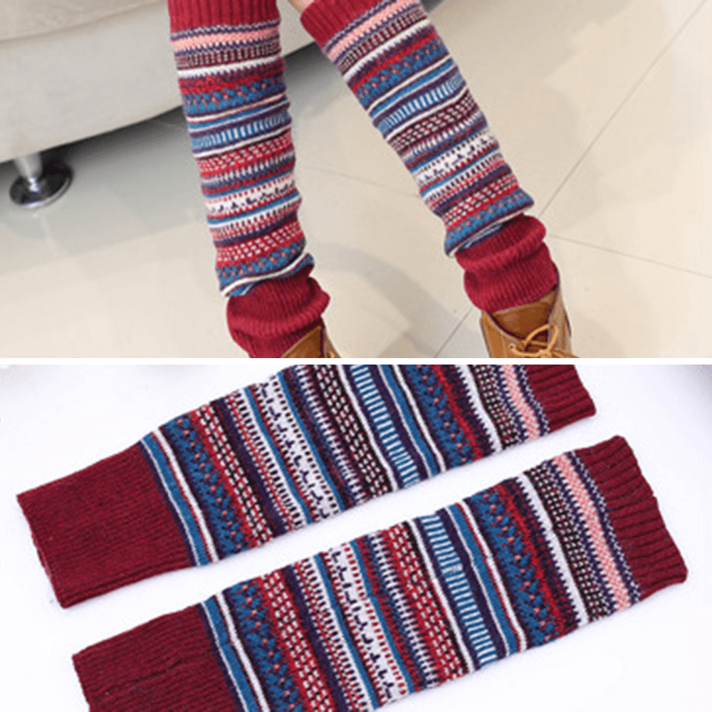 Senshoes Vintage Color Striped Fashion Piles Socks Boots Leggings Korean Legs - MRSLM