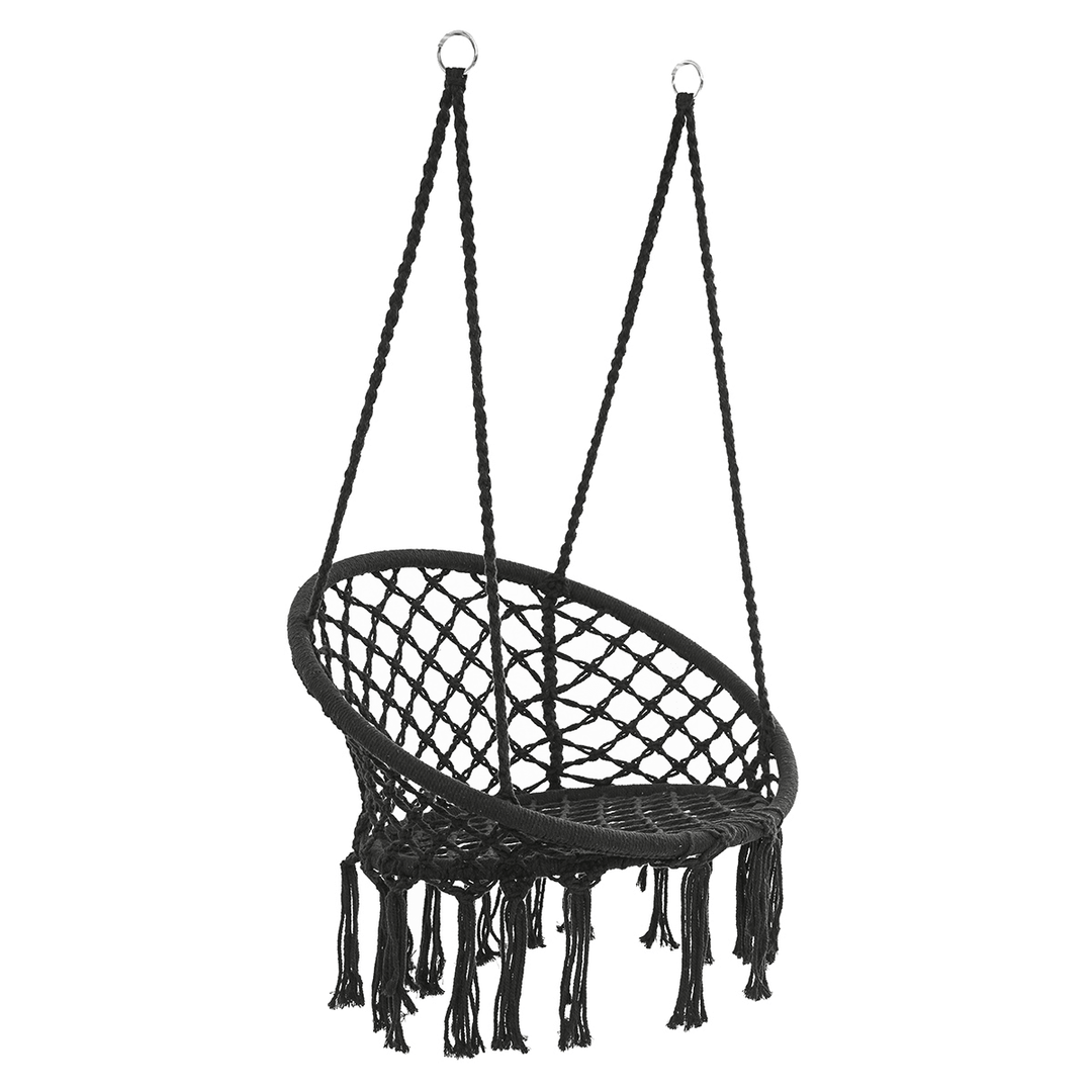 Cotton Hammock Seat Hanging Chair Tassel Deluxe Swing Chair Max Load 120Kg Outdoor Indoor Patio Garden - MRSLM