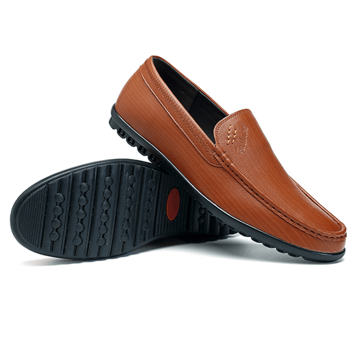 Men Casual Business Comfy Sole Genuine Leather Slip on Loafers Flats - MRSLM