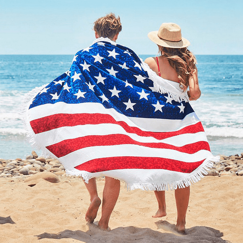 Honana WX-93 Bohemian Tapestry the American Flag Beach Towels Yoga Mat Camping Mattress Bikini Cover - MRSLM