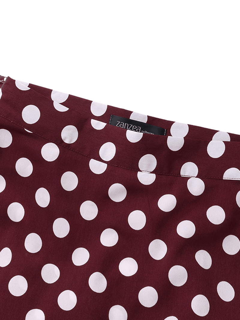 Polka Dot Print High Waist Side Zipper Elegant Loose Maxi Skirts - MRSLM