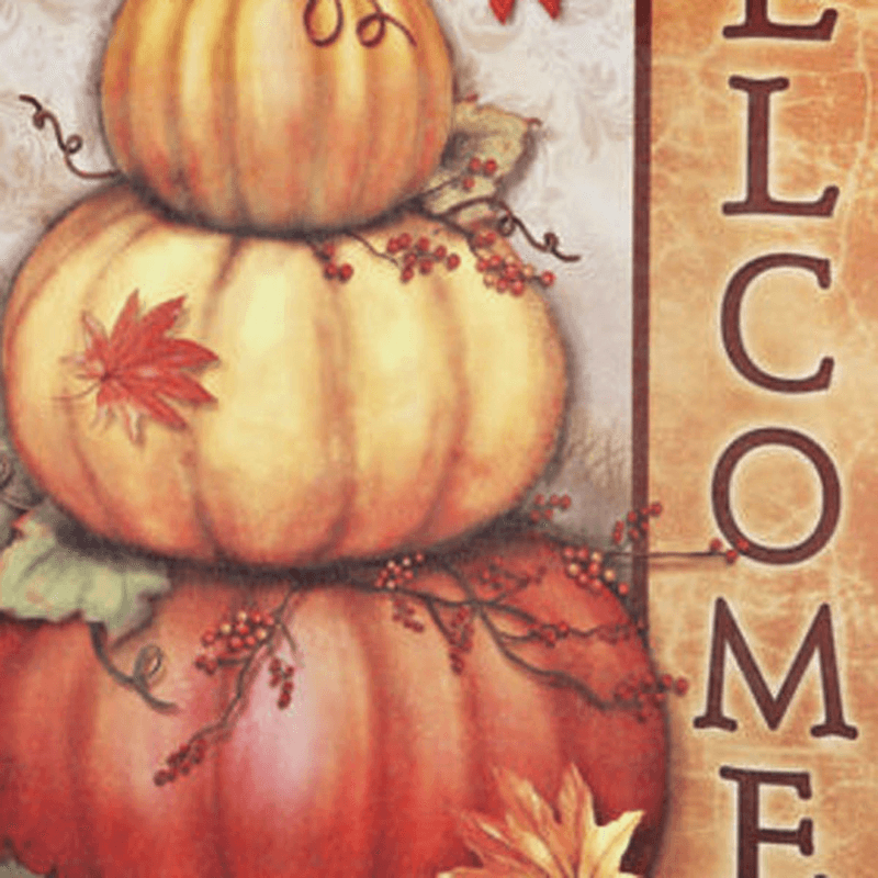 30X45Cm Halloween Polyester Pumpkin Leaves Welcome Flag Garden Holiday Decoration - MRSLM