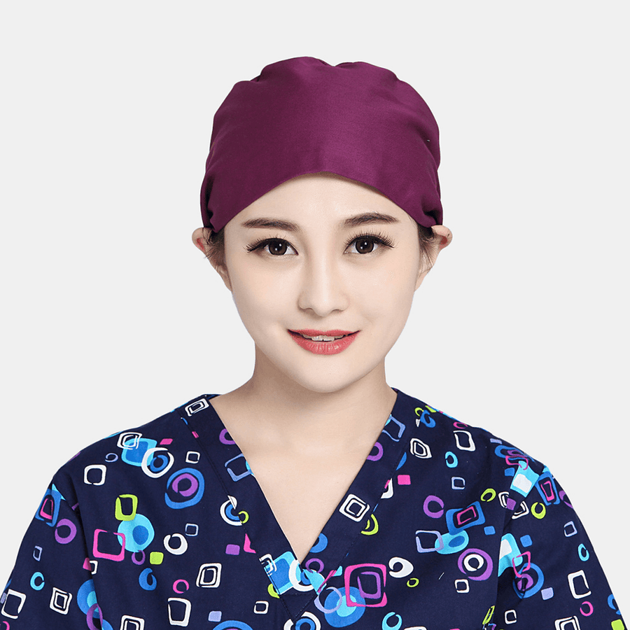 Surgical Cap Beauty Strap Solid Color Beautician Hat Scrub Caps - MRSLM