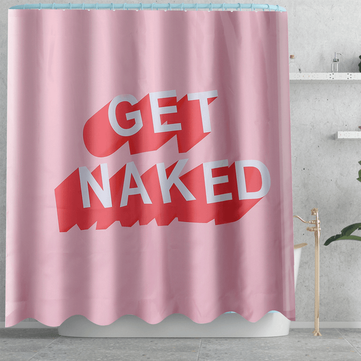 Shower Curtain Set Bathroom Non-Slip Toilet Mat Cover Rug Pink - MRSLM
