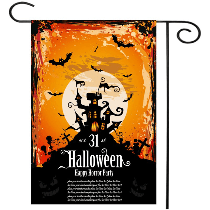 30X45Cm Halloween Polyester Black Castle Bat Flag Garden Holiday Decoration - MRSLM