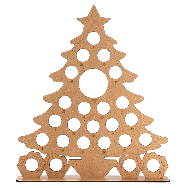 Wooden Christmas Advent Calendar Christmas Tree Decoration Fits 25 Circular Chocolates Candy Stand Rack - MRSLM