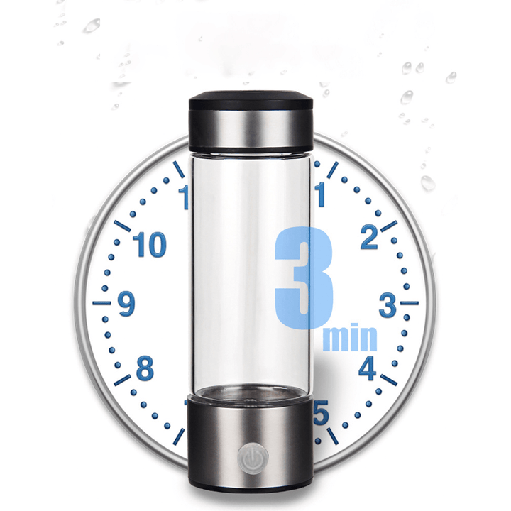 400Ml Water Filter Bottle Hydrogen Generator Water Cup Reusable Smart 3 Minutes Electrolys Water Purification Ionizer - MRSLM