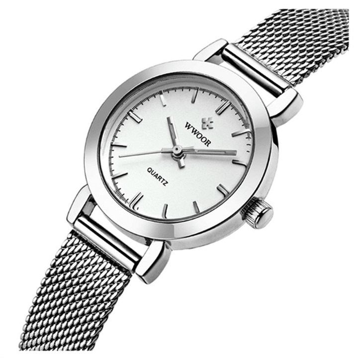 WWOOR 8823 Simple Design Elegant Ladies Wrist Watch Mesh Steel Clock Quartz Watches - MRSLM