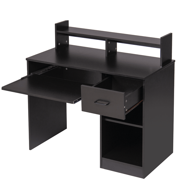 Computer Desk with Drawers Storage Shelf Keyboard Tray Home Office Laptop Desk Desktop Table for Small Spaces - MRSLM