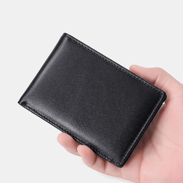 Men Genuine Leather RFID Anti-Theft Push Card Slot Multi-Slot License Case Card Holder Wallet - MRSLM