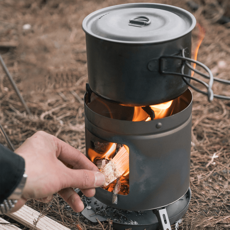 Naturehike Mini Titanium Wood Stove Portable Outdoor Camping Small Firewood Stove - MRSLM