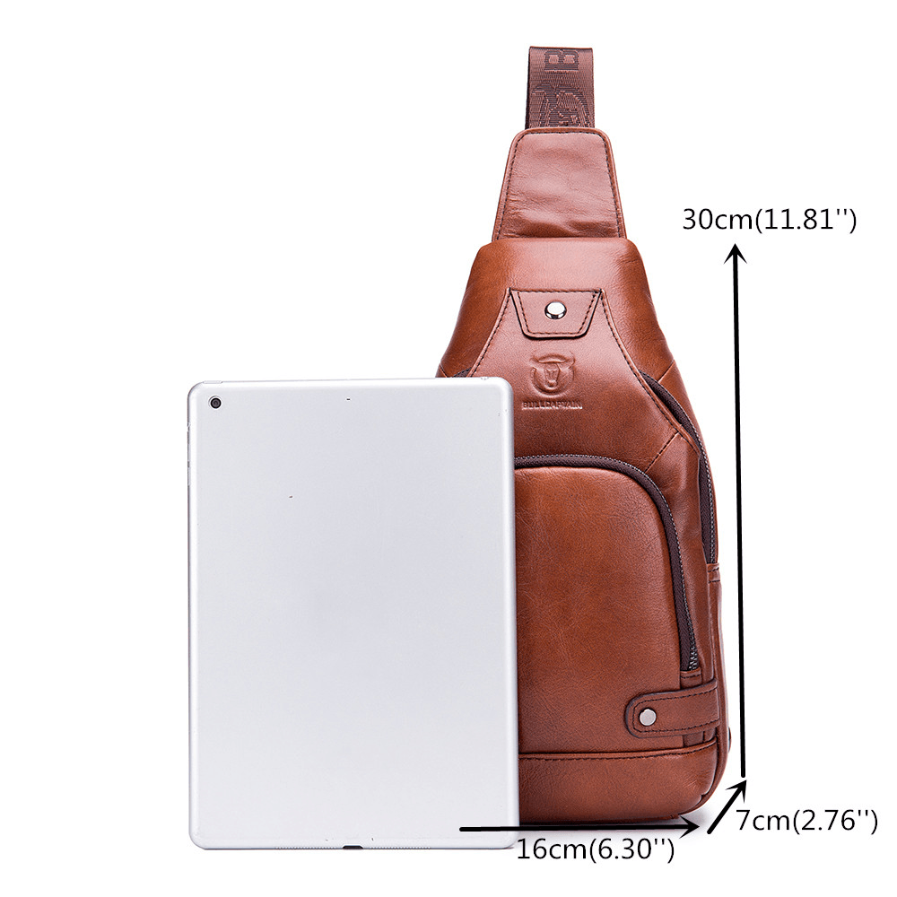 Bullcaptain Genuine Leather USB Charging Large Capacity Business Casual Chest Bag Shoulder Crossbody Bag - MRSLM