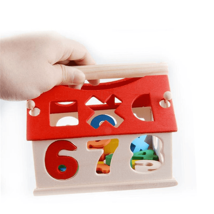 Wooden Digital House Detachable Digital Shape Matching Blocks House Kid'S Child'S Early Educational Toys - MRSLM