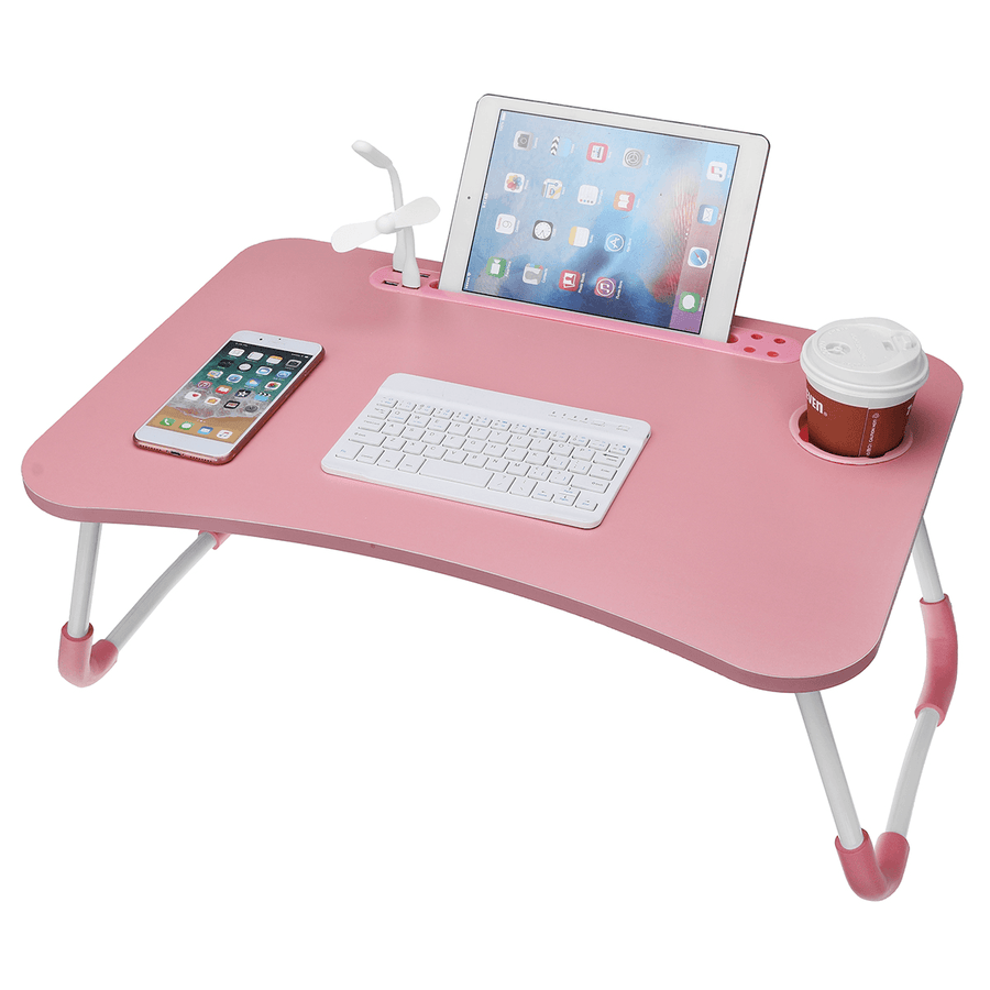 USB Computer Desk Multifunctional Portable Bed Computer Desk Lazy Foldable Lazy Laptop Table for Home Office Dormitory - MRSLM