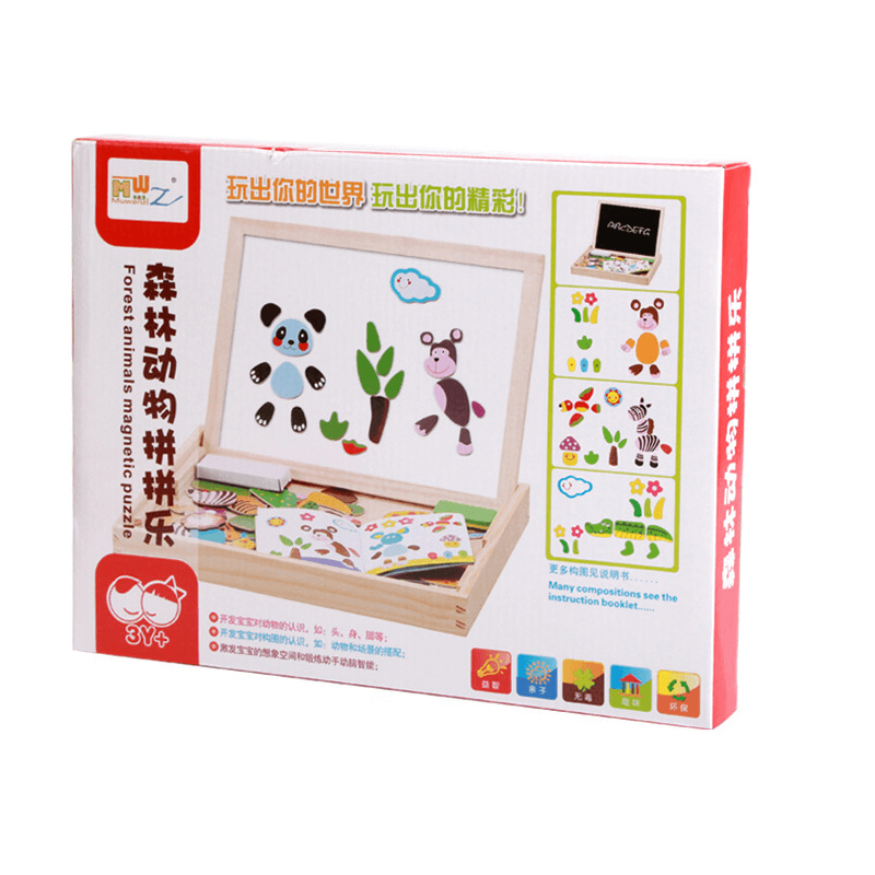 Kids Child Educational Magnetic Box Set with Whiteboard Jigsaw Board Puzzle Toys - MRSLM