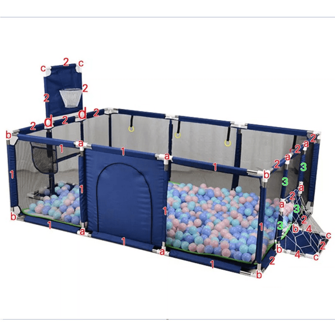 3 in 1 Baby Playpen Interactive Safety Gate Children Play Yards Tent Basketball Court - MRSLM