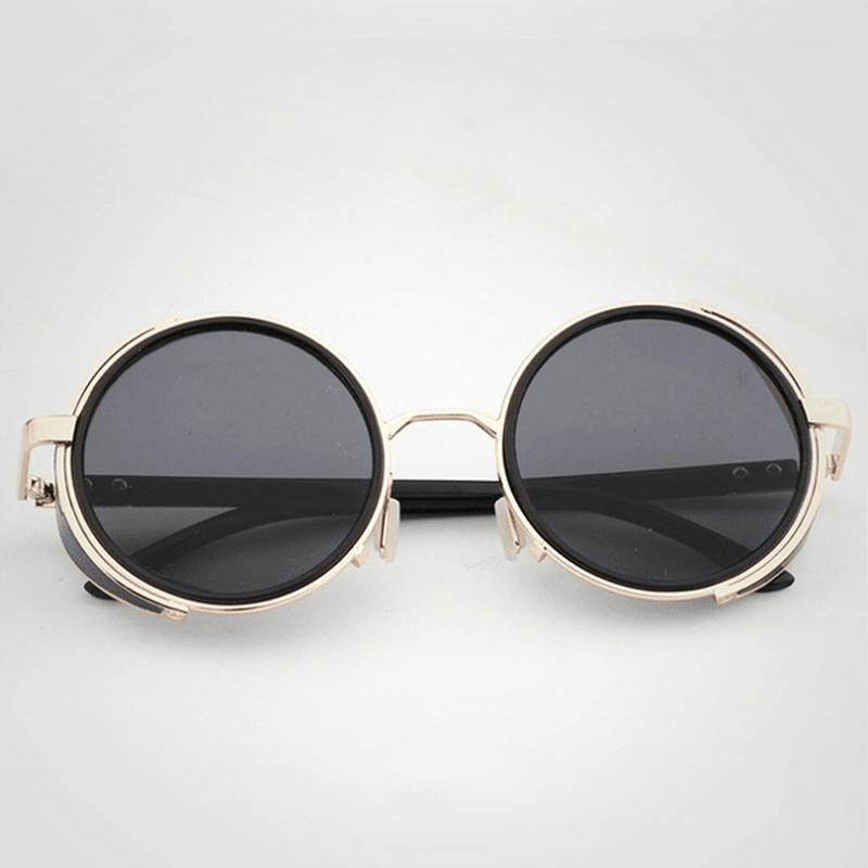 Men Women Vintage Steam Punk round Uv Protection Sun Glassess Summer Sunscreen Eyeglasseess - MRSLM