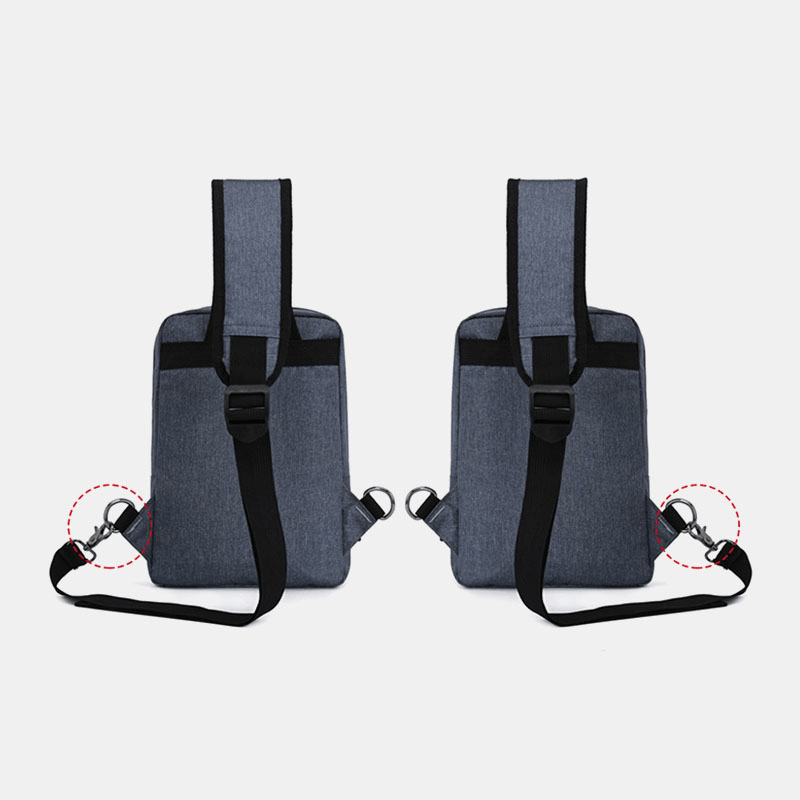Men Large Capacity USB Chargeable Hole Headphone Hole Waterproof Chest Bags Shoulder Bag Crossbody Bags - MRSLM