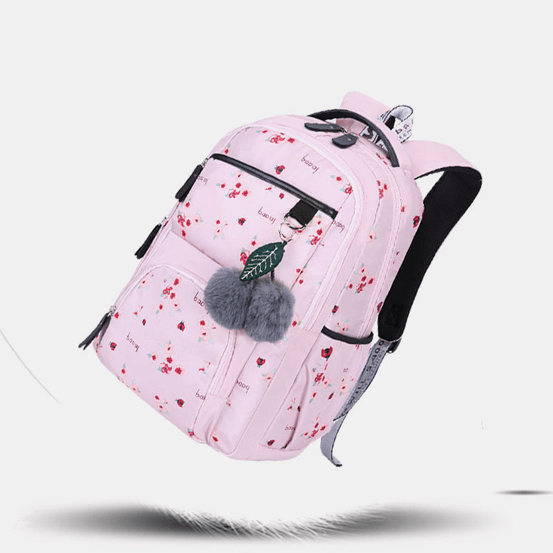 Women Fluffy Ball Print Anti-Theft Multifunction Laptop Bag Backpack - MRSLM