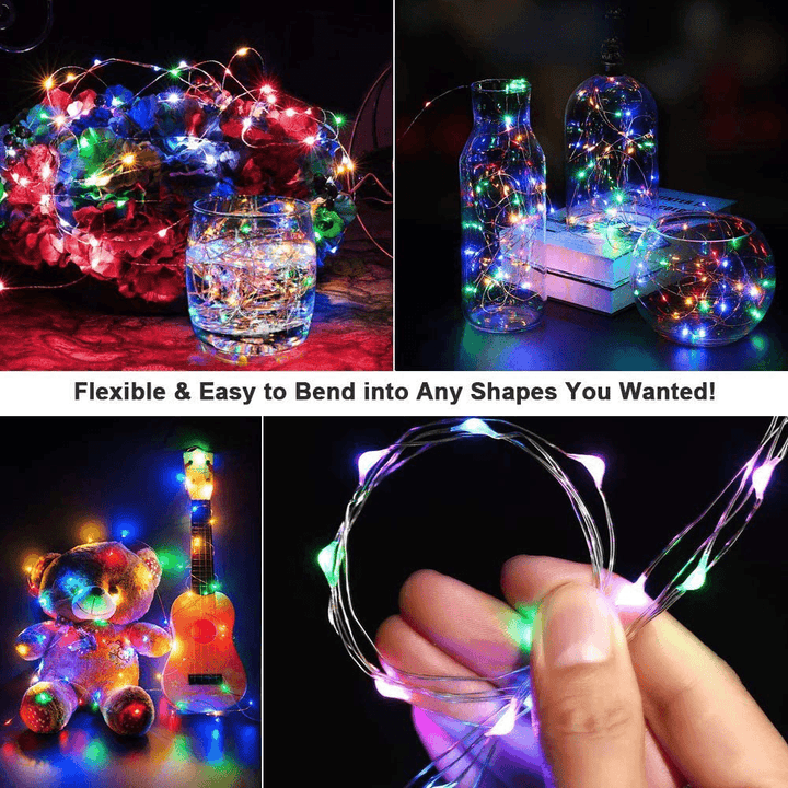 YOZATIA 50/100Leds 32.8Ft Christmas Decorative LED String Lights Sound Activated Music 12 Modes Waterproof Silver Wire Multicolor USB Powered Fairy Lights with Remote Control for Home Party Birthday Wedding Decor - MRSLM