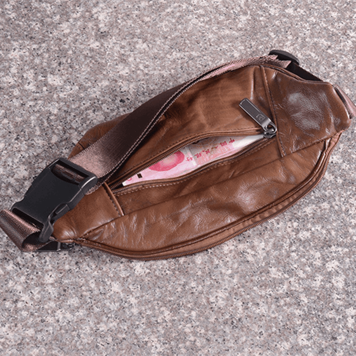 Men Leather Waist Wallet Bag Shoulder Bag Chest Bag Sling Bag Outdoor Sports Camping Travel - MRSLM