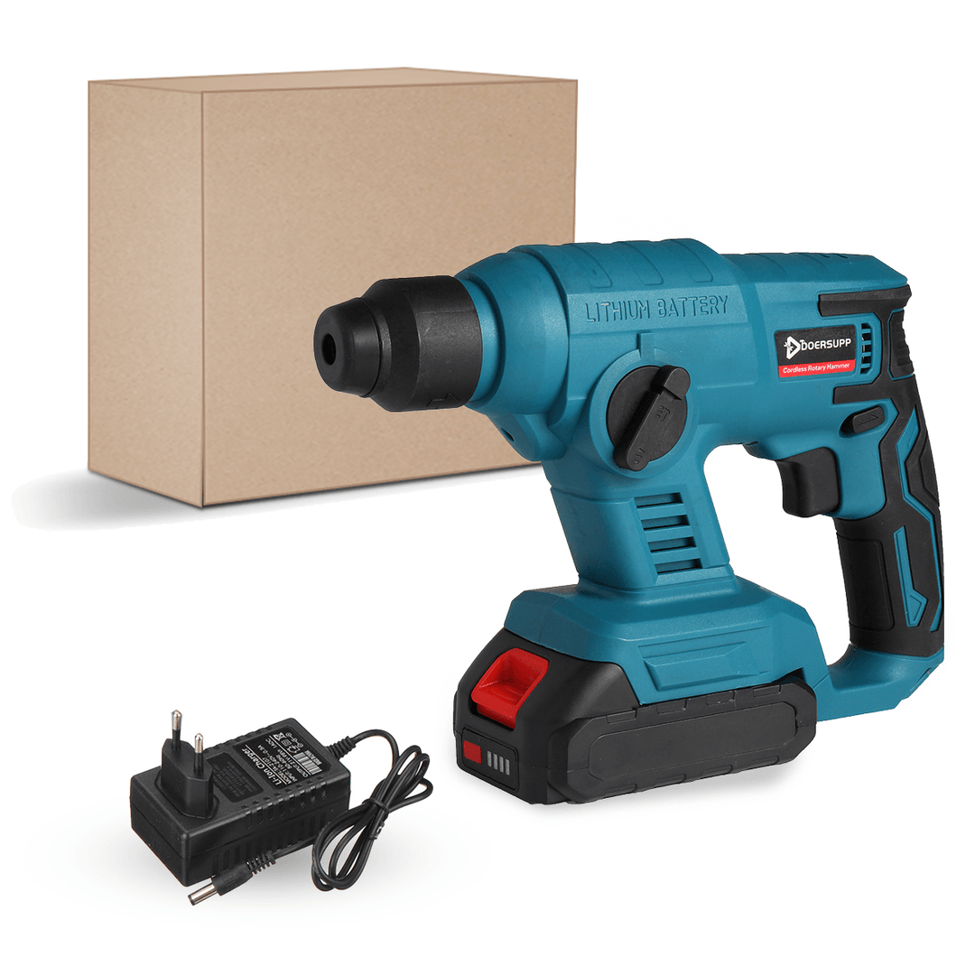 Doersupp Cordless Rotary Hammer Drill Rechargeable Electric Hammer Impact Drill Power Tool W/ None/1/2 Battery for Makita - MRSLM