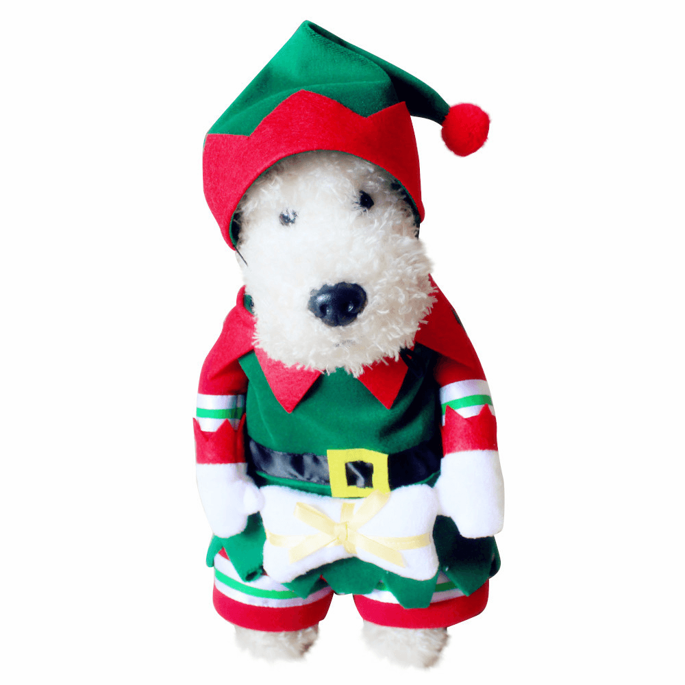 Pet Dog and Cat Christmas Suit Santa Claus Dressing up Party Apparel Clothing with Hat - MRSLM