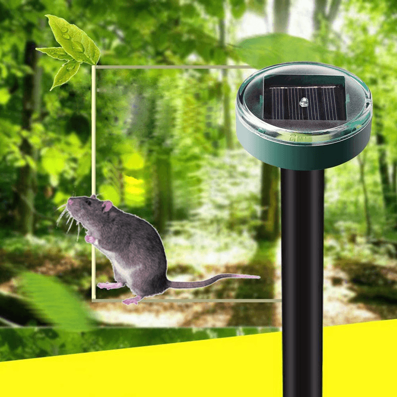 2Pcs Solar Mole Repellent Ultrasonic Outdoor Powered Sonic Gopher Mole Snake Mouse Pest anti Repeller - MRSLM