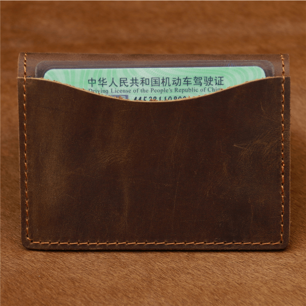 Men Bifold Leather Wallets Thin Driver'S License Coin Purse Card Holder Money Clip Cowhide Wallets - MRSLM