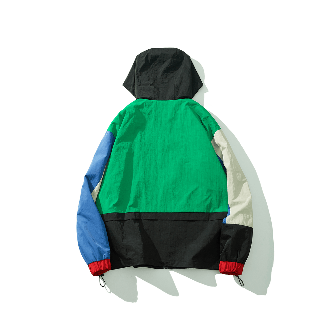 Mens Colourful Techwear Hooded Windbreaker Jacket - MRSLM
