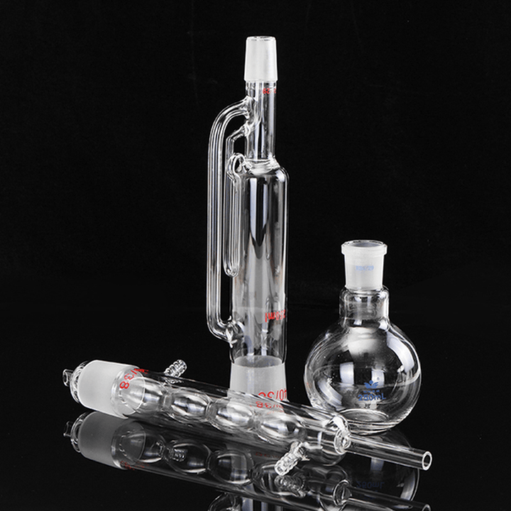 250Ml 24/40 Allihn Condenser Flat Bottom Flask and 40/38 Soxhlet Extraction Glassware - MRSLM