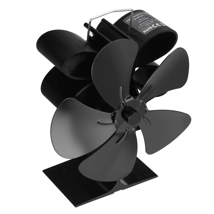 5 Blades Stove Fan Silent Motors Heat Powered Stove Fan Eco Stove Fan for Gas/Pellet/Wood/Log Stoves - MRSLM