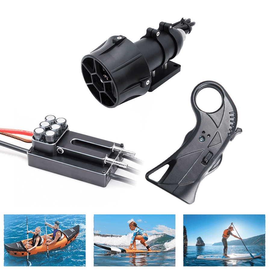 HGLTECH TH60/TH80 150KV 380W 200A ESC Underwater Thruster Brushless Motor Waterproof 4 Blade Electric Propeller Remote Control for SUP Kayak Surfboard Boating EU/US Plug - MRSLM