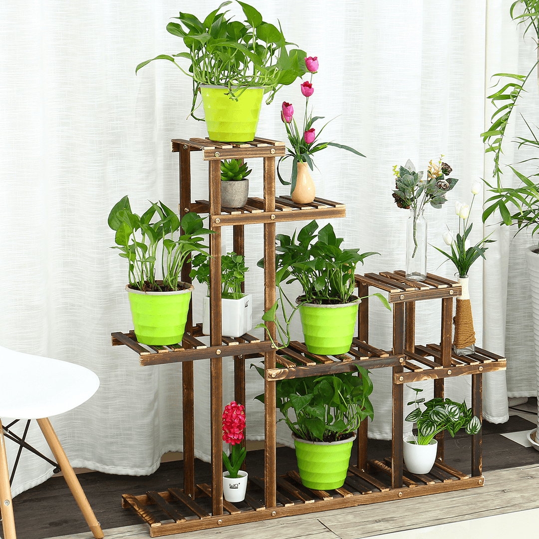 Wooden Succulent Flower Pot Stand Indoor Balcony Floor Stand Garden Decoration - MRSLM