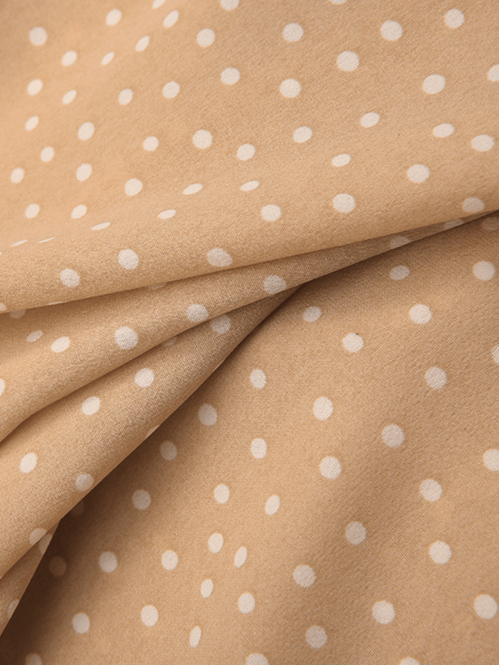 Polka Dot Print Frill Trim Lace up Casual Long Puff Sleeve Maxi Dresses for Women - MRSLM