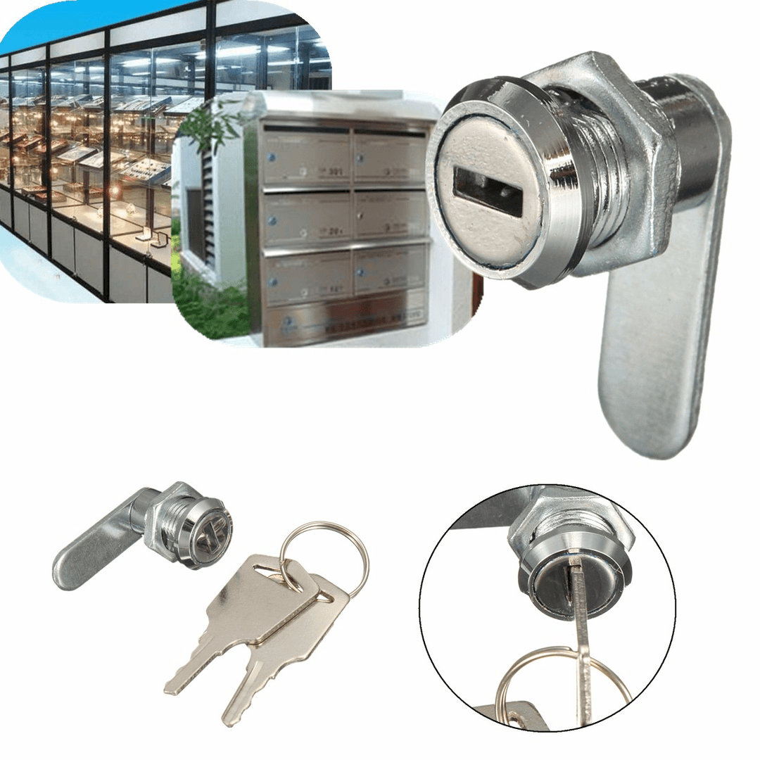 16Mm Keyed Alike Cam Lock for Filing Cabinet Mailbox Drawer Cupboard with 2 Keys - MRSLM