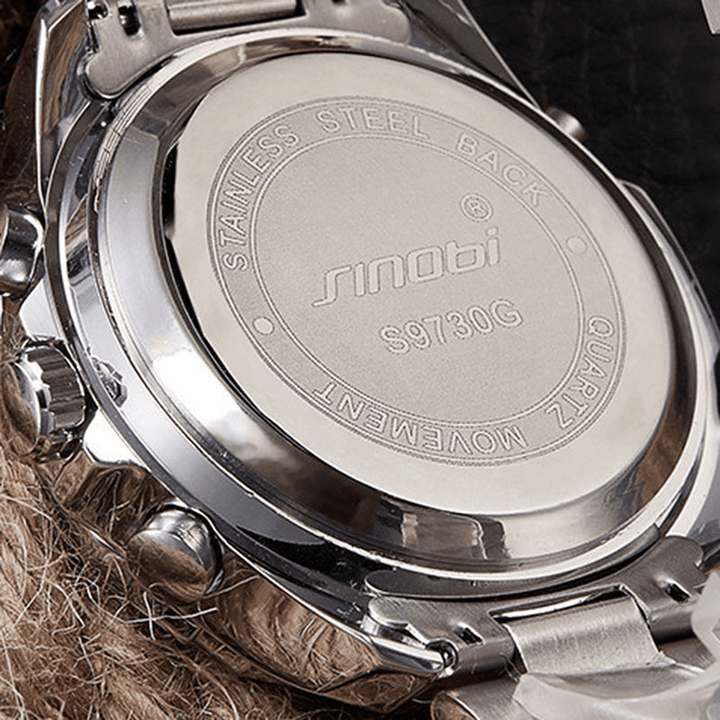 SINOBI 9730 Dual Display Digital Watch Fashion Leather Strap Men Luminous Display Sport Watch - MRSLM