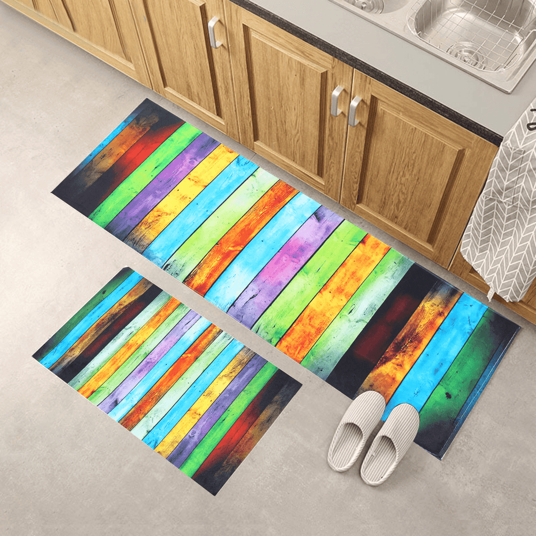 Colorful Rainbow Doormat Non-Slip Rug Soft Bath Mats Bathroom Supplies Carpet for Living Room - MRSLM