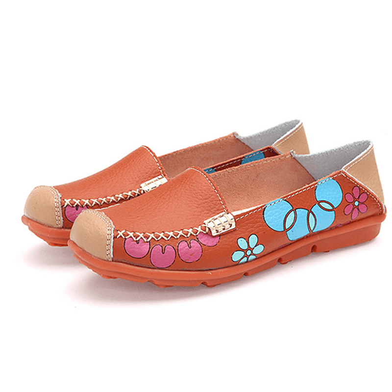 Women Flats Shoes Comfortable Breathable Slip on Flower Floral Flat Loafers Shoes - MRSLM