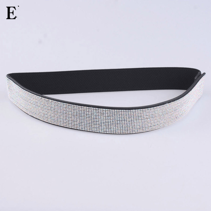 Rhinestones and Diamonds Elastic Wide Belt Flashing Diamonds Ladies Versatile Crystal Stretch - MRSLM