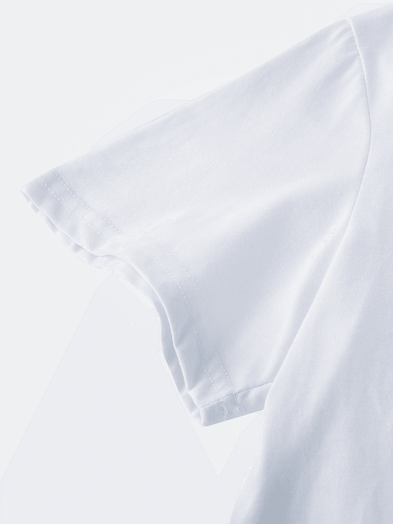 Mens Line & Ferry Print Short Sleeve Casual T-Shirts - MRSLM