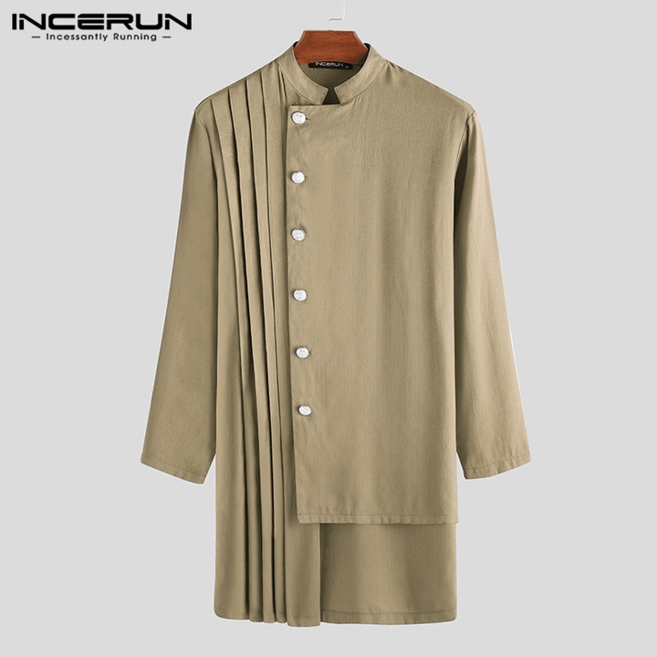 Mens Indian Style Mid Long Formal Long Sleeve Jacket Coats - MRSLM