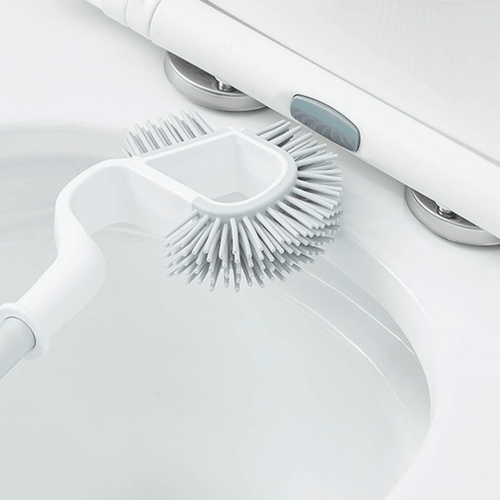 Silicone Toilet Brush Soft Bristle Wall-Mounted Bathroom Toilet Brush Holder Clean Tool - MRSLM