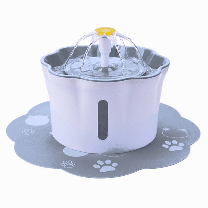 Automatic Pet Drinking Fountain 2.6L DC5V USB Charging Lily Shape-With/Without Mat - MRSLM