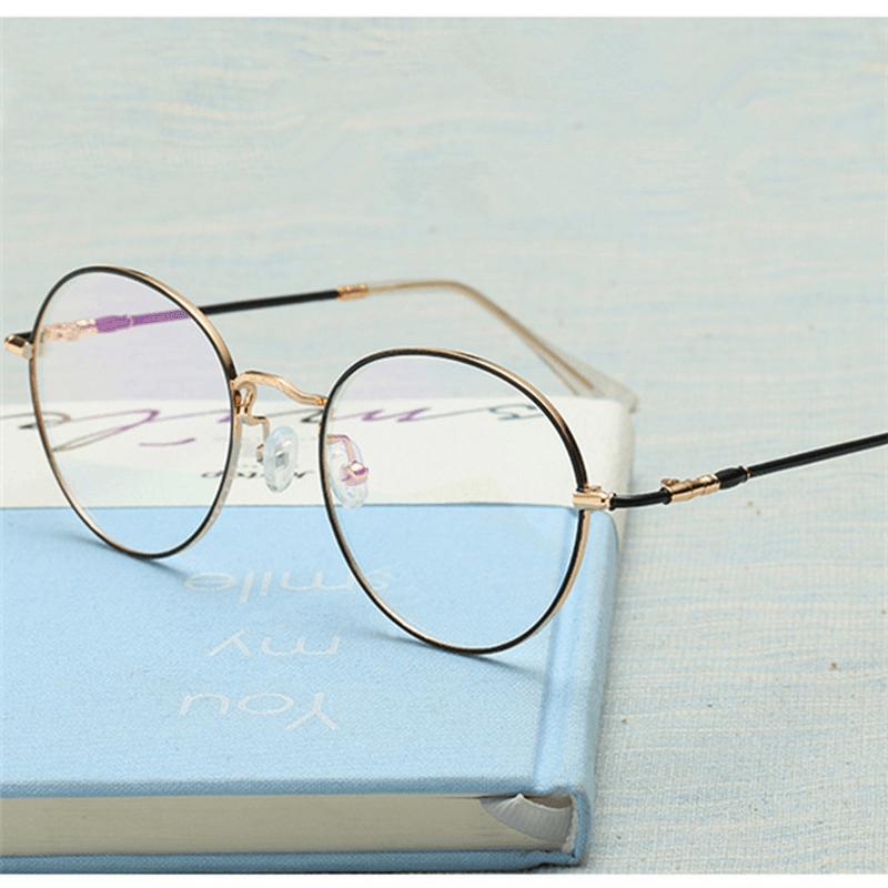 Unisex Ultralight Radiation Protection Eyeglasseess round Oval Metal Rim Vintage Lens Glasses - MRSLM