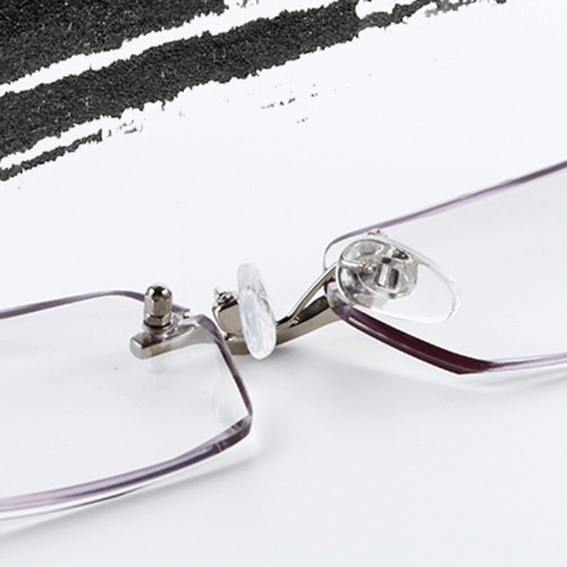 Mens Antifatigue Rectangle Rimless Lightweight Readers Reading Glasses Frameless Presbyopic Glasses - MRSLM