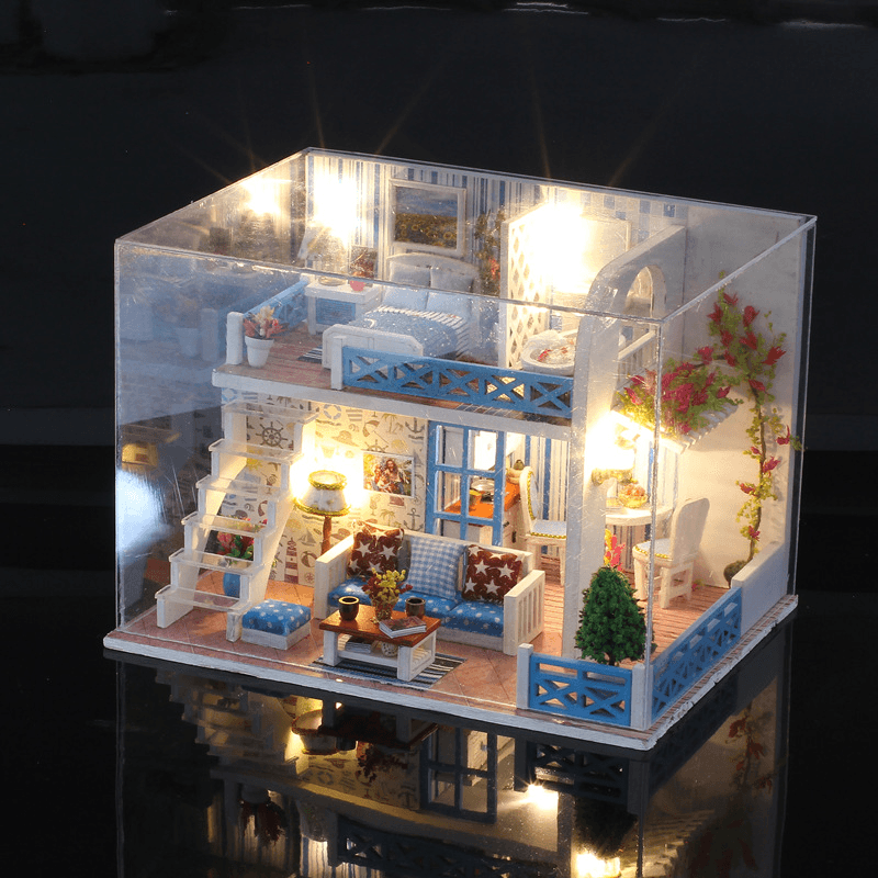 Iiecreate K-019 Helen the Other Shore DIY Dollhouse with Furniture Light Music Cover Gift House Toy - MRSLM