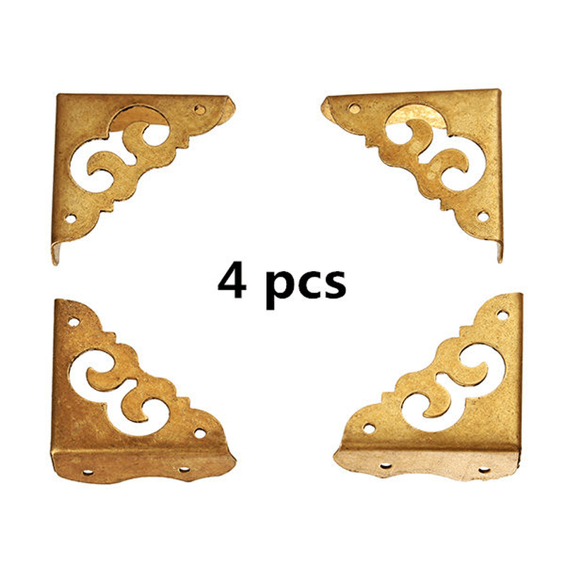 4 Pcs Antique Side Copper Corners Notebook Angle Protector Wooden Jewelry Gift Box Corners - MRSLM